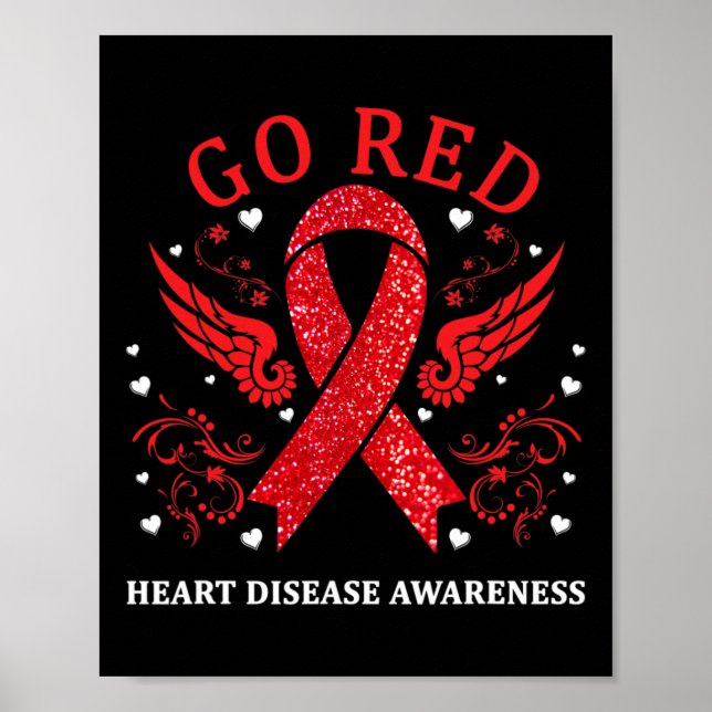 Red For Heart Disease Awareness In February Heart  Poster (Front)