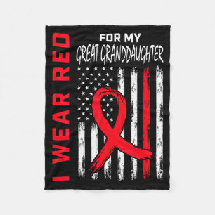 Red For My Great Granddaughter Heart Disease Aware Fleece Blanket
