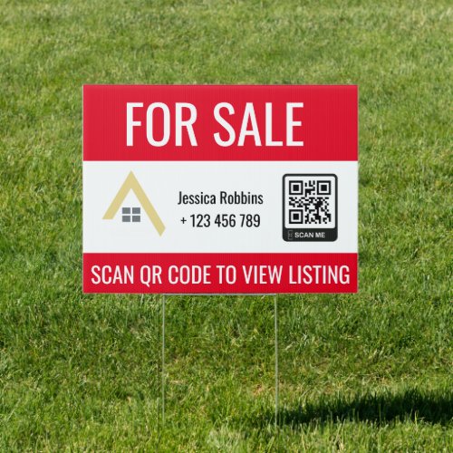 Red For Sale or Open House  Real Estate QR Code  Sign