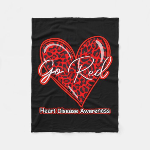 Red For Womens Heart Disease Awareness Month Leopa Fleece Blanket