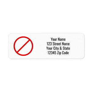 Red forbidden circle sign return address labels