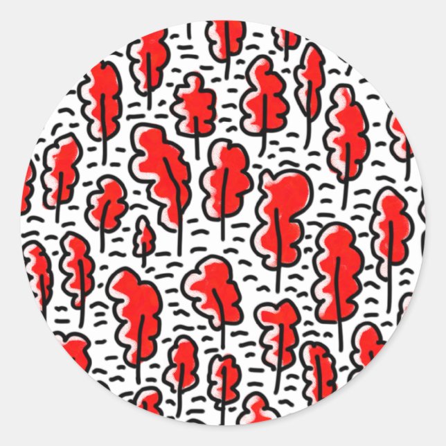 Red Forest Classic Round Sticker (Front)