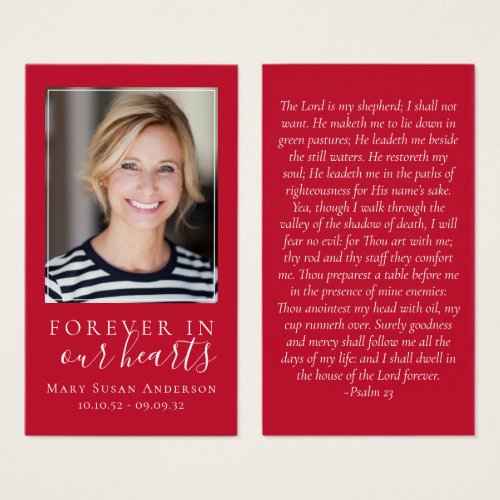 Red Forever in Our Hearts Memorial Card