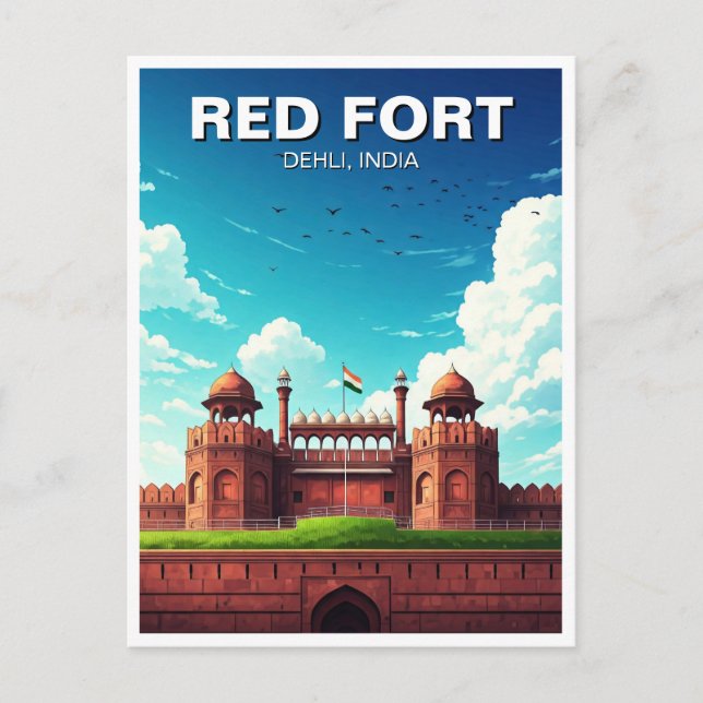 Red Fort Dehli India Travel Souvenir Postcard (Front)