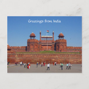 red fort delhi postcard