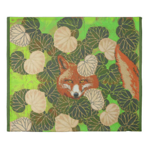 RED FOX AMONG THE GREEN LEAVES AND FOLIAGE DUVET COVER