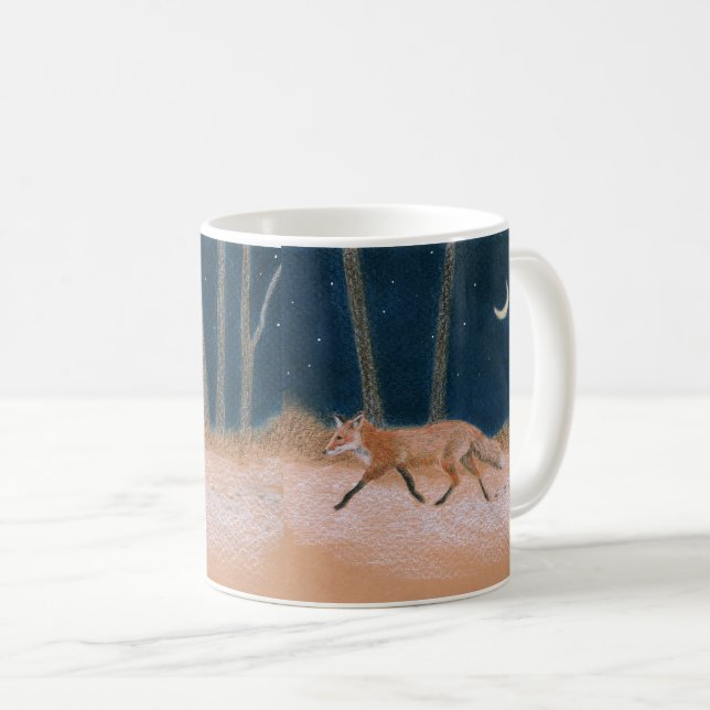 Red Fox and Crescent Moon Coffee Mug (Front Right)