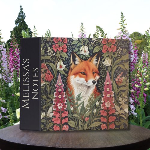 Red Fox And Foxgloves William Morris Inspired 3 Ring Binder