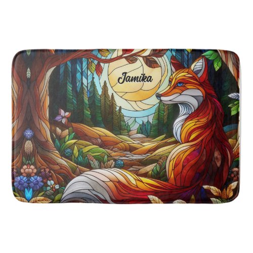  Red Fox and Sun and Forest Bath Mat