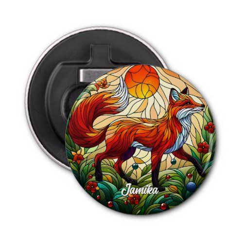  Red Fox and Sun Bottle Opener