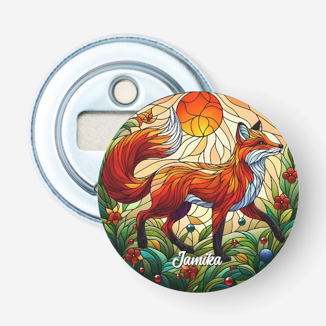  Red Fox and Sun Bottle Opener (Front)
