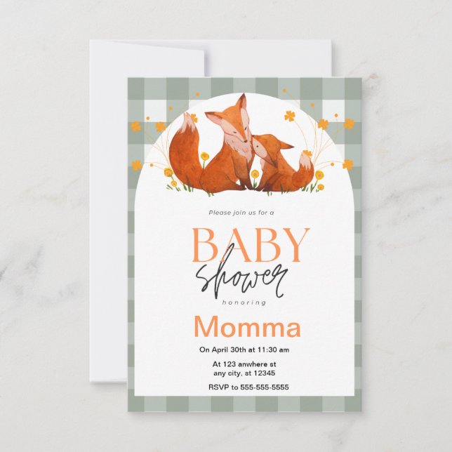 Red Fox Baby Shower Invitation (Front)