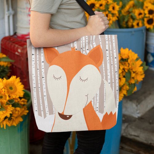 Red Fox Birch Trees Art by Jess Tote Bag