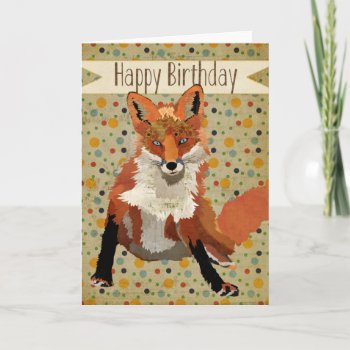 Red Fox Birthday Card by Greyszoo at Zazzle