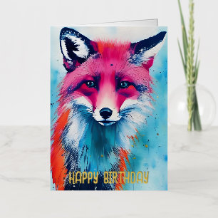 Red Fox Birthday Foil Greeting Card