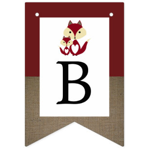 Red Fox Burlap Baby Shower Bunting Flags