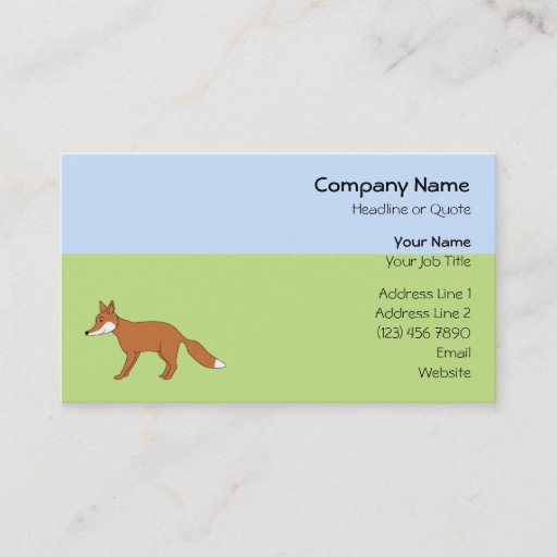 Customizable Red Fox. Business Card Template