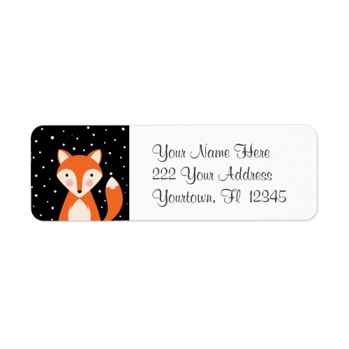 Red Fox Cartoon design Cute Sweet adress label