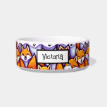 Red fox cartoon DIY name animals woodland forest Bowl<br><div class="desc">A fun doodle illustration of the faces of whimsical wild woodland red foxes edged with a bold black outline. There are orange, white and pale blue in color and are huddled up next to each other in a collage seamless, repeating pattern. This whimsical watercolor ai graphic is the perfect gift...</div>