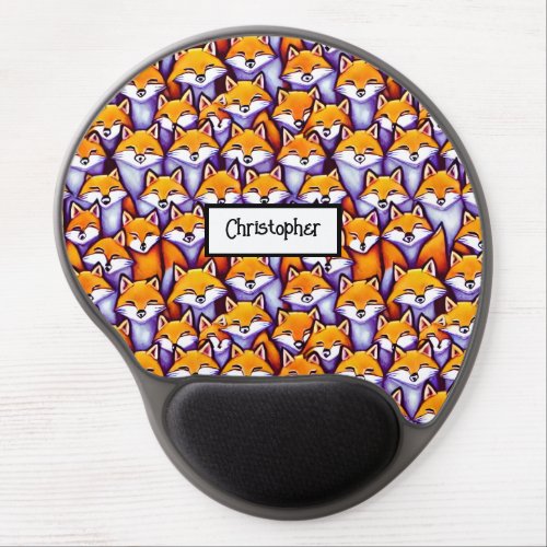 Red fox cartoon DIY name cute whimsical desktop Gel Mouse Pad
