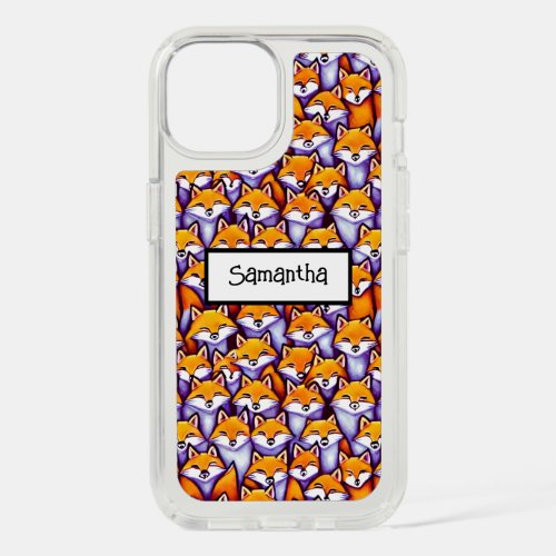 Red fox cartoon DIY name little woodland animals iPhone 15 Case