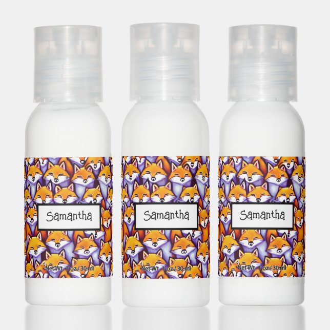 Red fox cartoon DIY name whimsical miniature foxes Hand Lotion (Set)