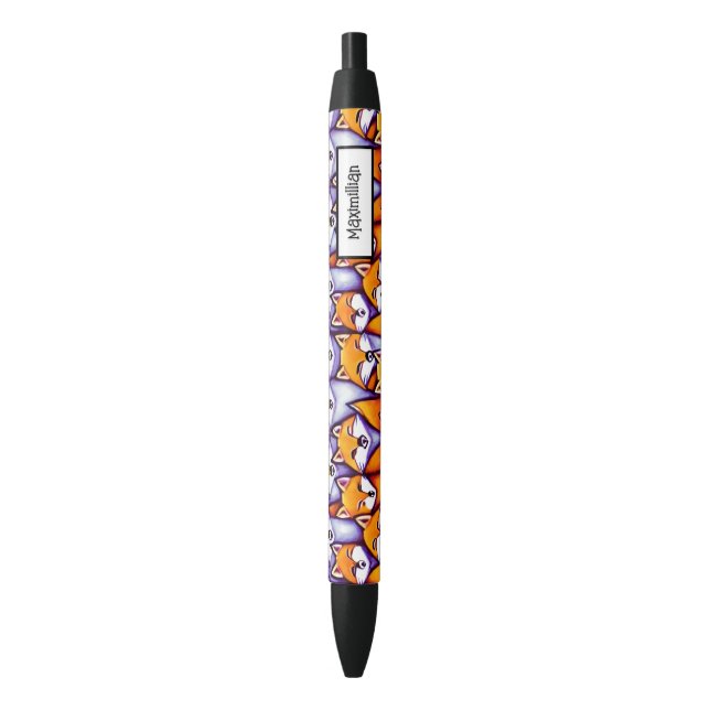Red fox cartoon DIY name woodland animal pattern Pen (Front Vertical)