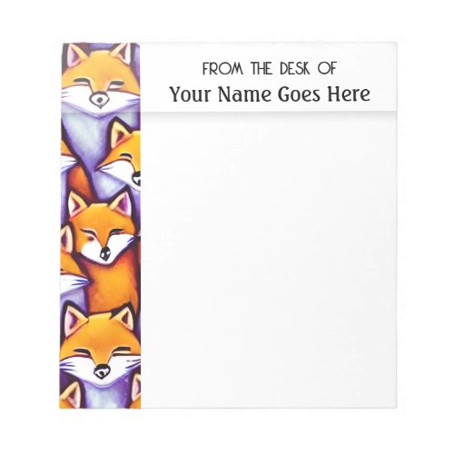 Red fox cartoon doodle collage woodland business notepad