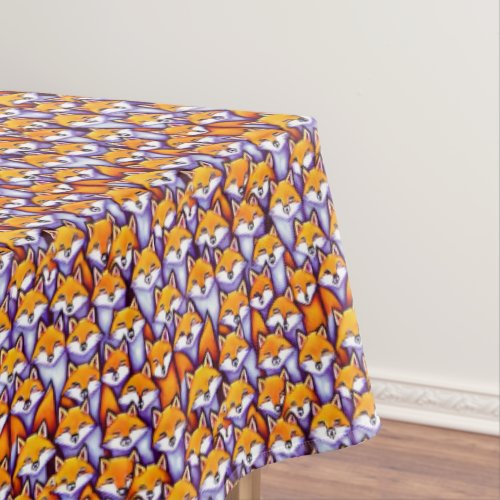 Red fox cartoon doodle pattern wild animals fun tablecloth