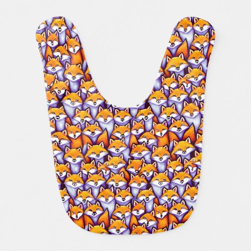 Red fox cartoon doodle woodland animals pattern baby bib