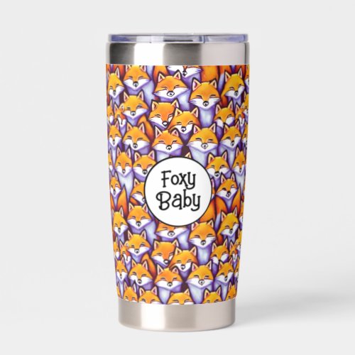 Red fox cartoon foxy baby funny doodle collage  insulated tumbler