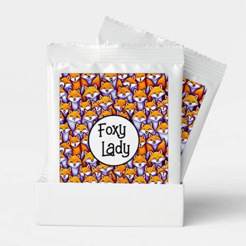 Red fox cartoon foxy lady funny doodle animal hot chocolate drink mix