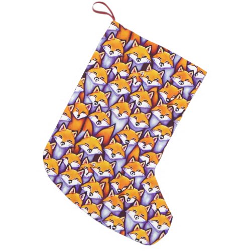 Red fox cartoon whimsical little woodland animals small christmas stocking