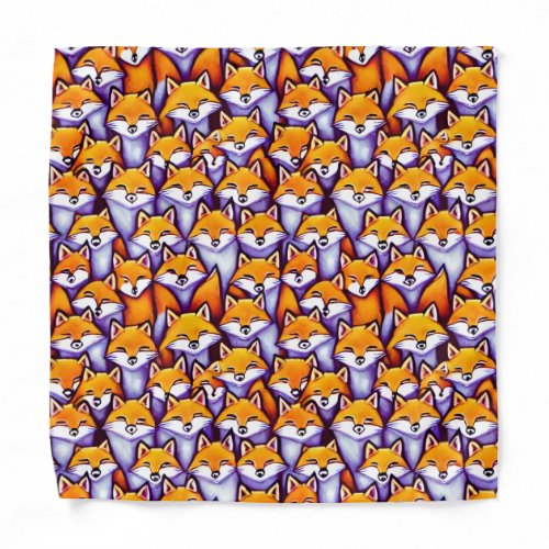 Red fox cartoon woodland doodle pattern fun bandana