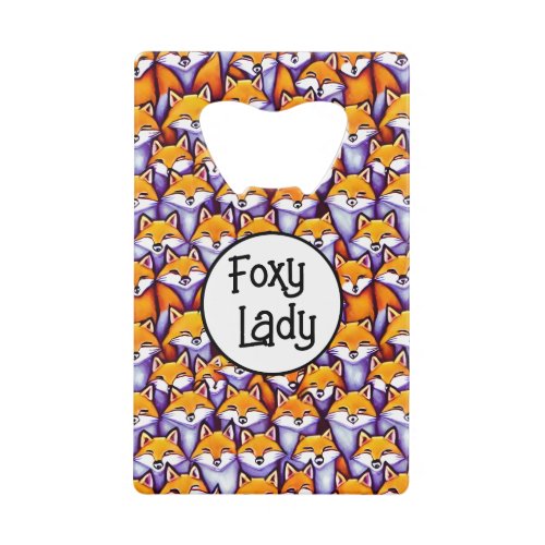 Red fox cartoon woodland funny foxy lady humor credit card bottle opener