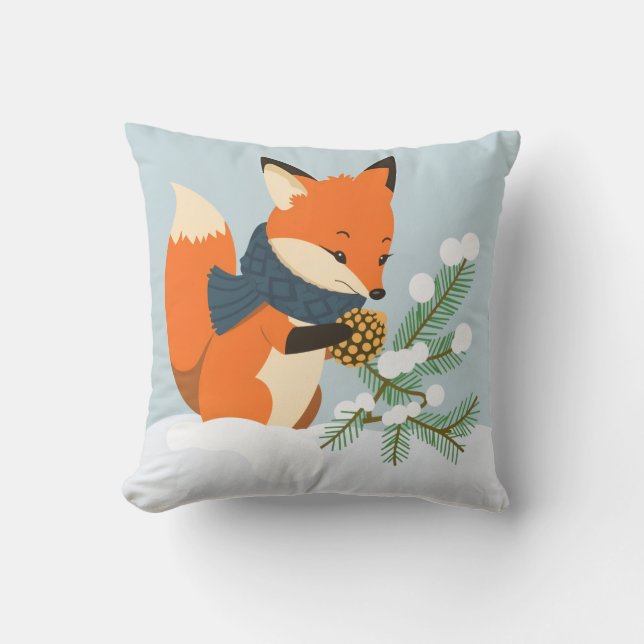 Red Fox Christmas fun Throw Pillow (Front)