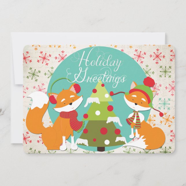 Red Fox Christmas Holiday Card (Front)