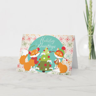 Red Fox Christmas Holiday Greeting Card