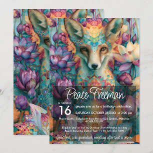 Red Fox Colorful Animal Lover Design Invitation