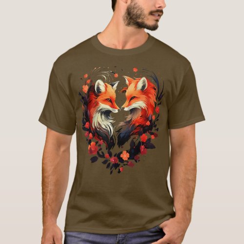 Red Fox Couple Valentine T_Shirt