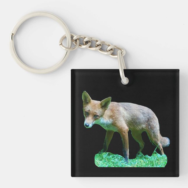Red Fox Cub Coaster Keychain (Front)