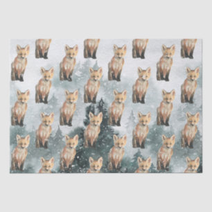 Red Fox Cub In A Foggy Woodland Forest Tissue Paper