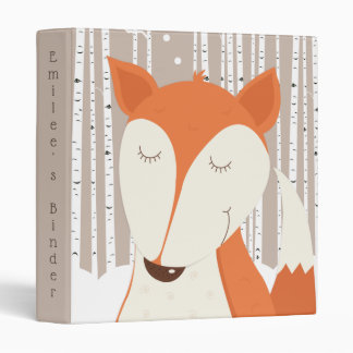 Red Fox Cute Animal Woodland Birch Tree  3 Ring Binder