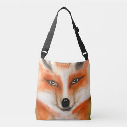 Red Fox Cute Artistic Whimsical Animal Foxy Fun Crossbody Bag