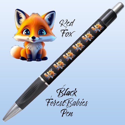 Red Fox Cute Unique Whimsical Forest Animal Black Pen