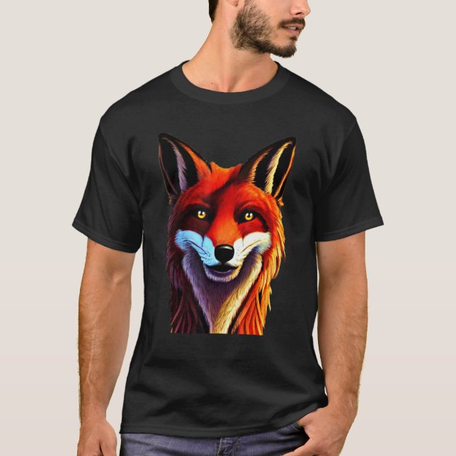 Red fox design forest animal wild predator artwork T-Shirt (Front)
