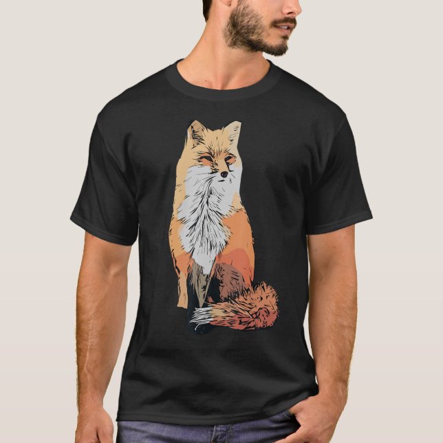 Red fox design forest animal wild predator with fo T-Shirt (Front)