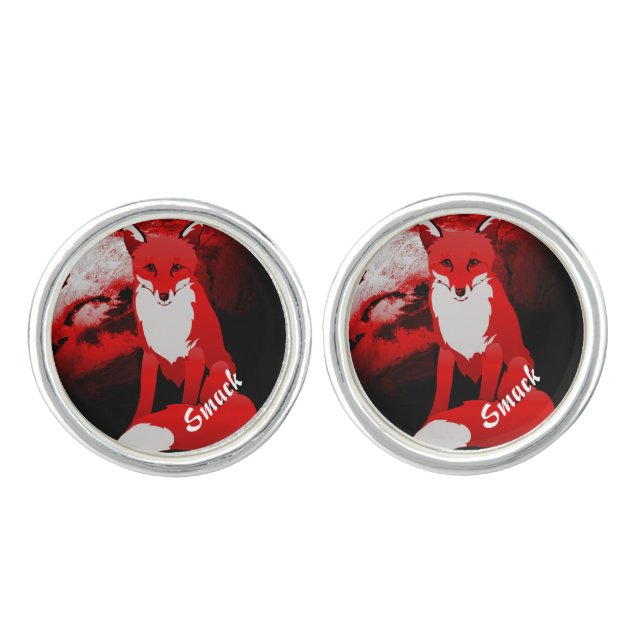 Red Fox Design Personalized Cufflinks (Front)