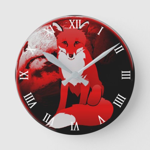 Red Fox Designer Home Decor Acrylic Wall Clock