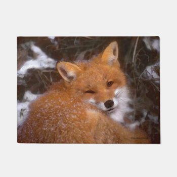 "red Fox" Doormat by TabbyHallDesigns at Zazzle